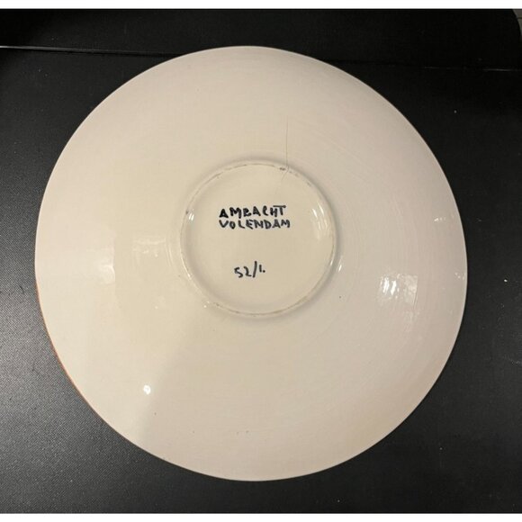 Handmade Ambacht Volendam Decorative Dutch Plate With Blue/Brown Leaf Design - Picture 3 of 4